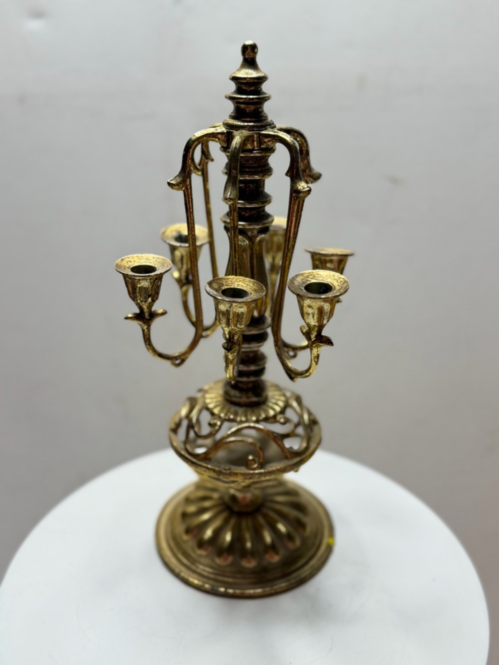 Brass Finish Miniature Candelabra Accent - Gold